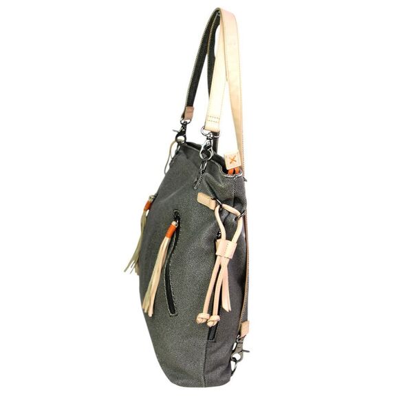 Sherpani GRAY CANVAS LEATHER HANDLES BACKPACK CONVERTIBLE SHOULDER BAG PURSE main image 12
